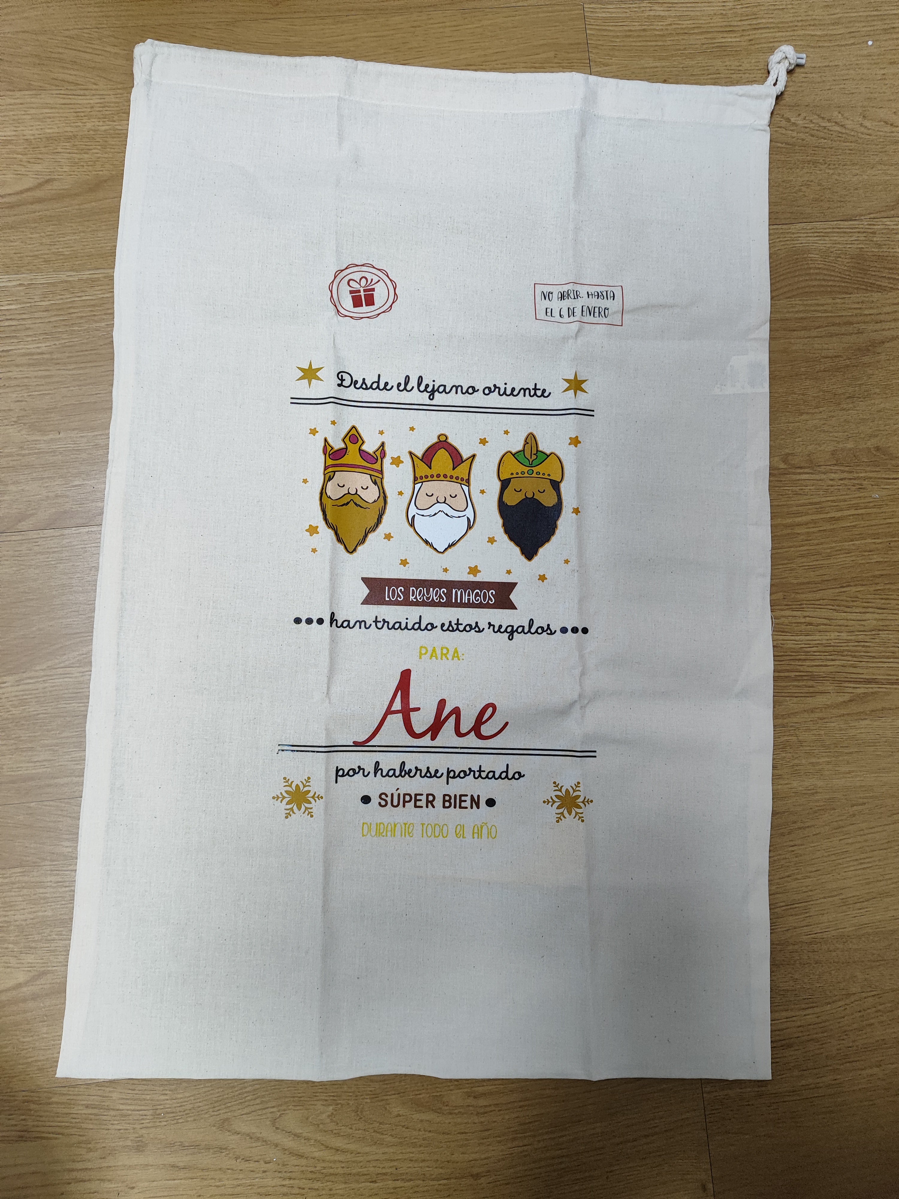 Saco Reyes Magos XL con Nombre ANE en perfecto Estado
