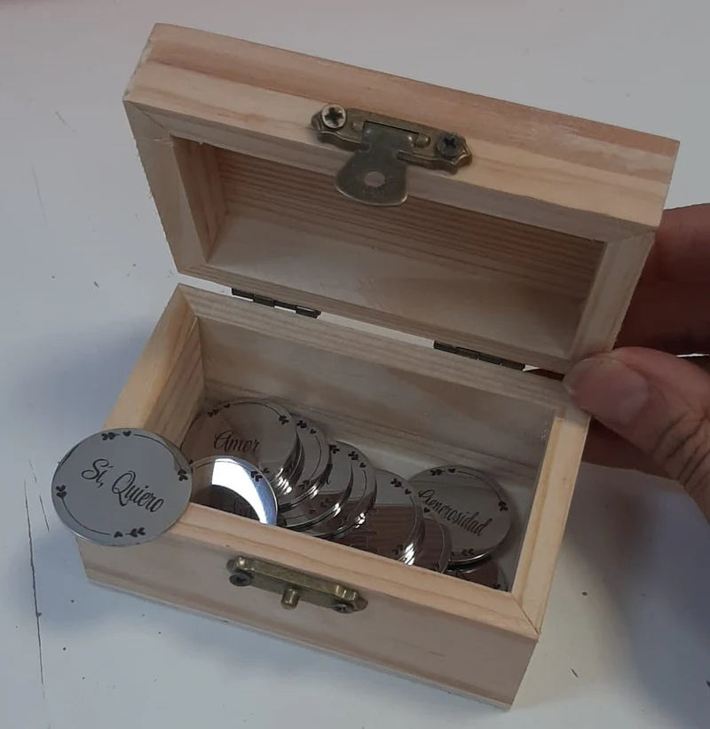 Caja de madera, para arras, joyas, regalos...