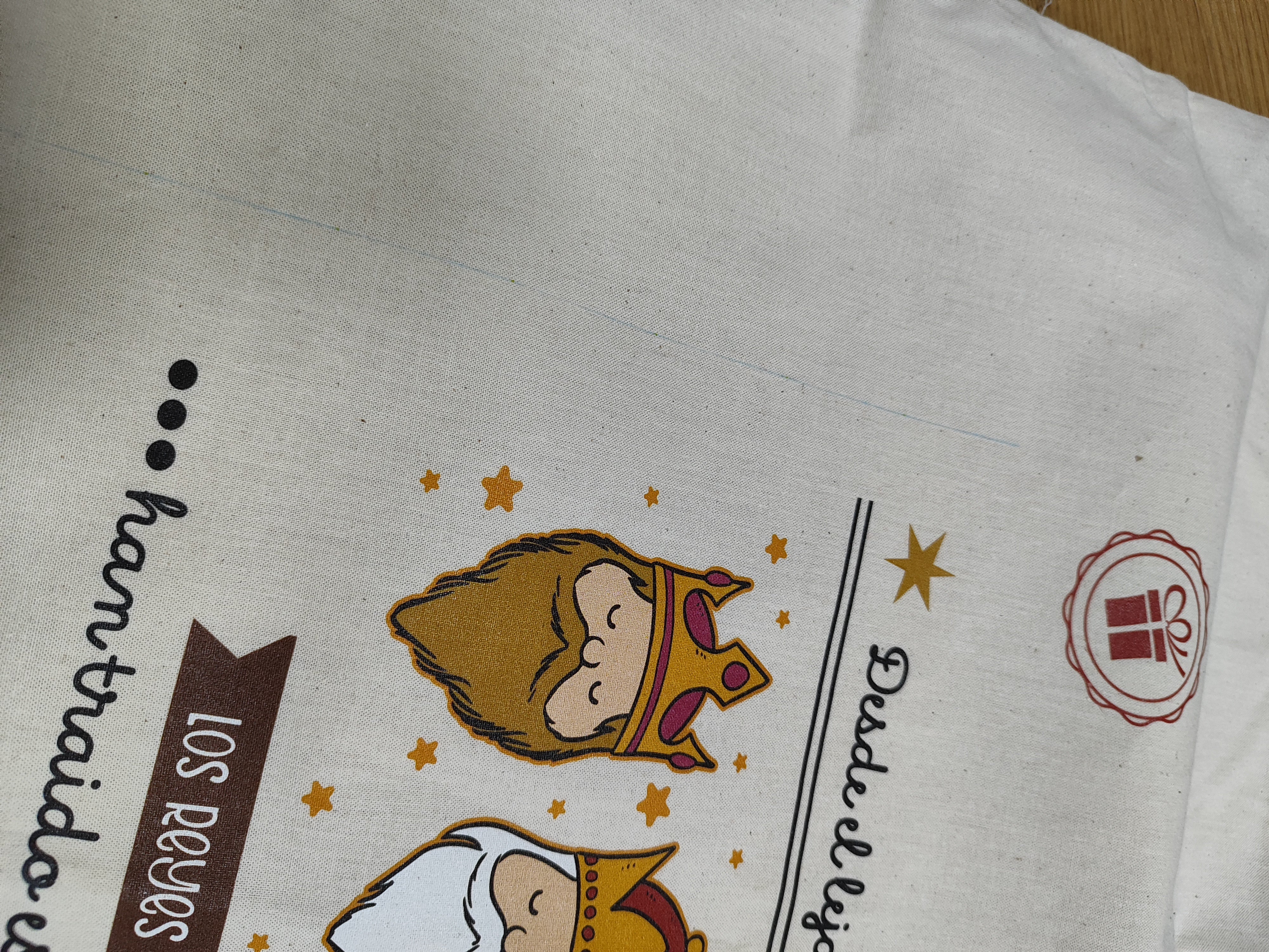 Saco Reyes Magos xl con nombre Mamá, con pequeño defecto de impresión