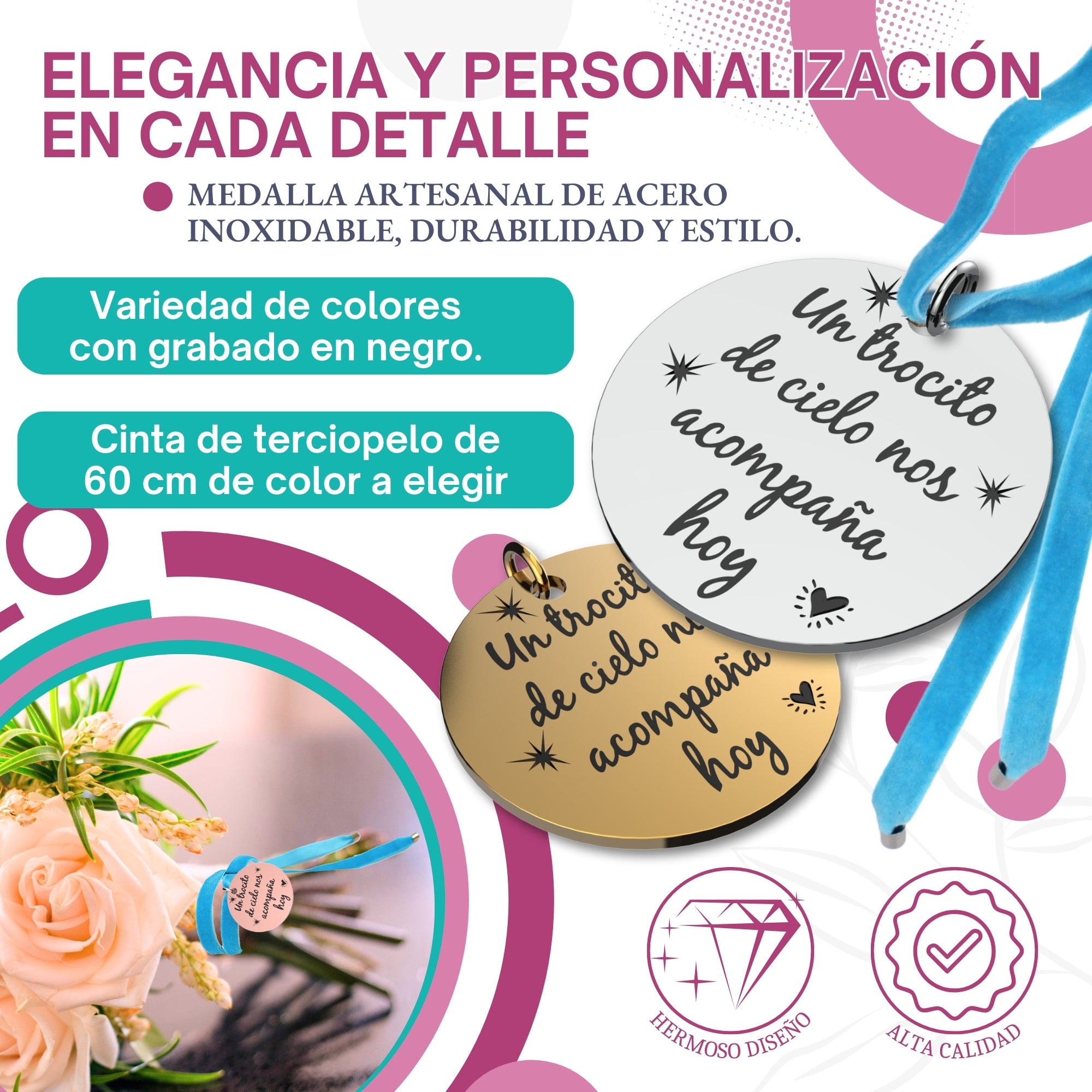 Medallas Ramo de Novia Corazón
