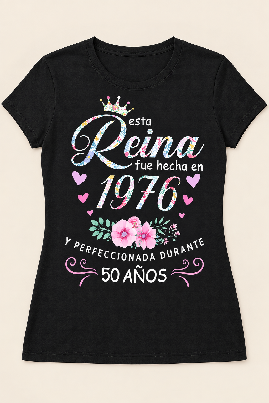 Camiseta 50 Cumpleaños Mujer Flores