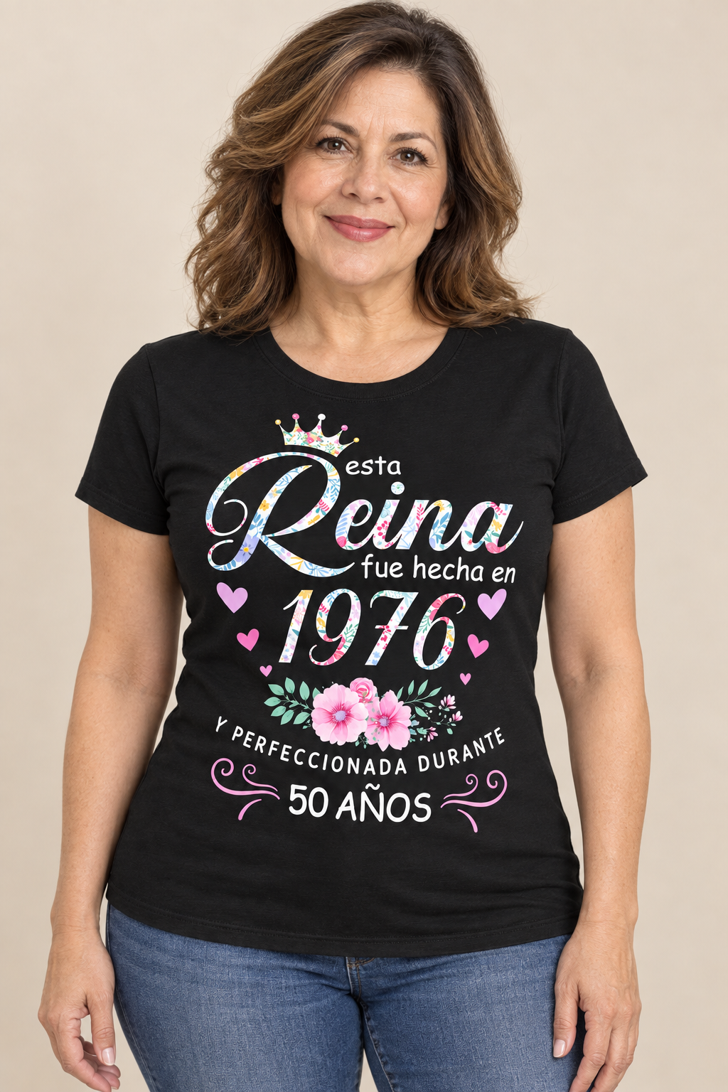 Camiseta 50 Cumpleaños Mujer Flores