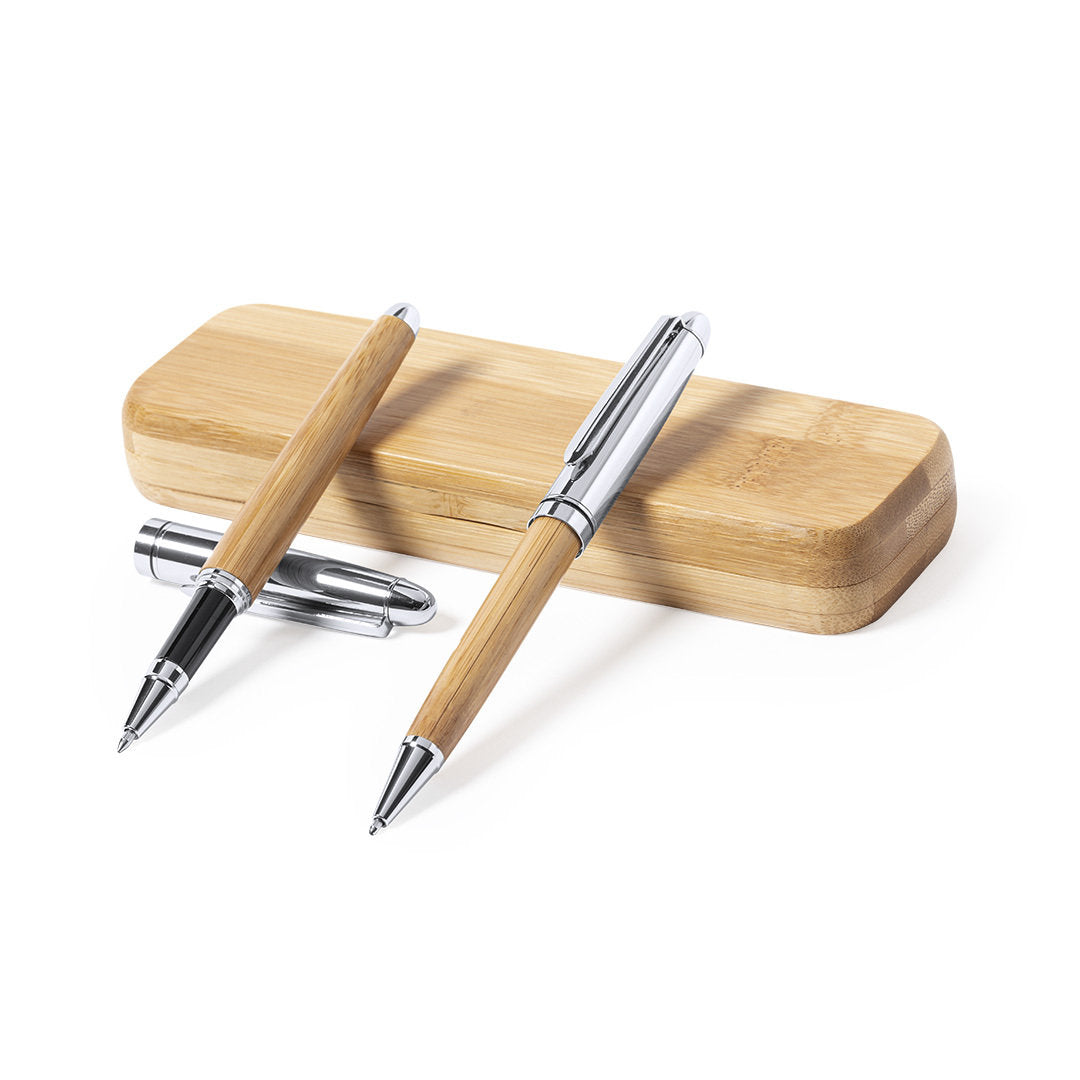 SET DE BOLIGRAFOS DE MADERA CON CAJA