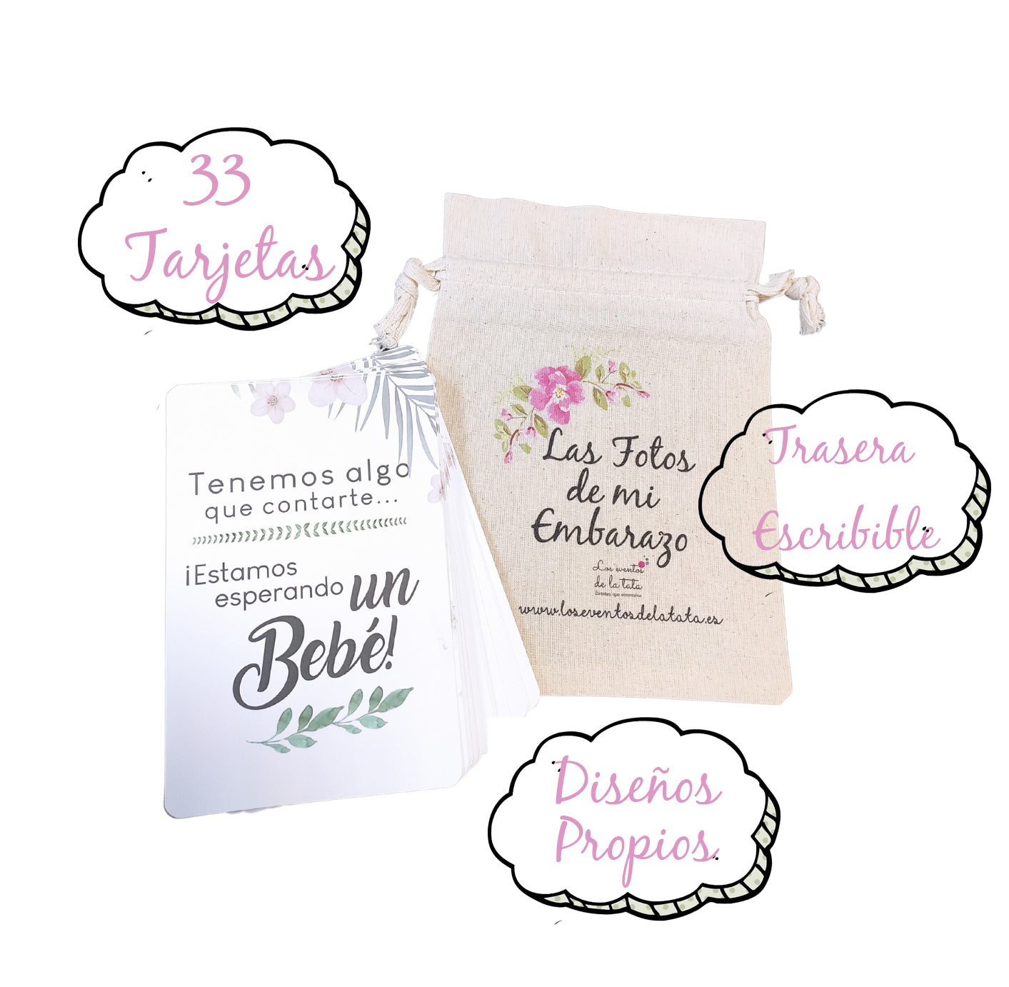 Tarjetas hito embarazo, Evolución de embarazo, 33 tarjetas de Fotos regalo original para embarazadas