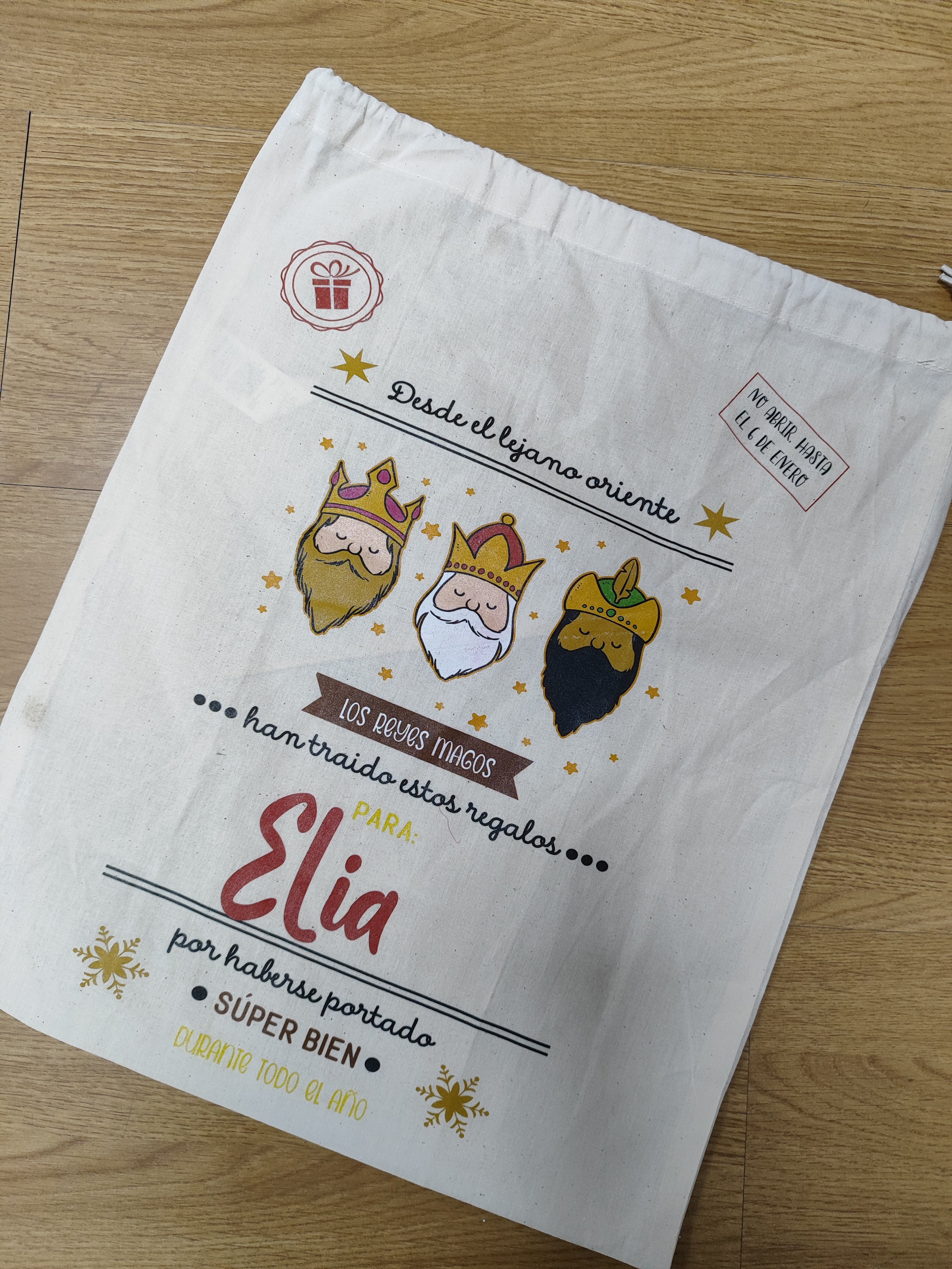 Saco Reyes Magos tamaño L con Nombre Elia en perfecto Estado