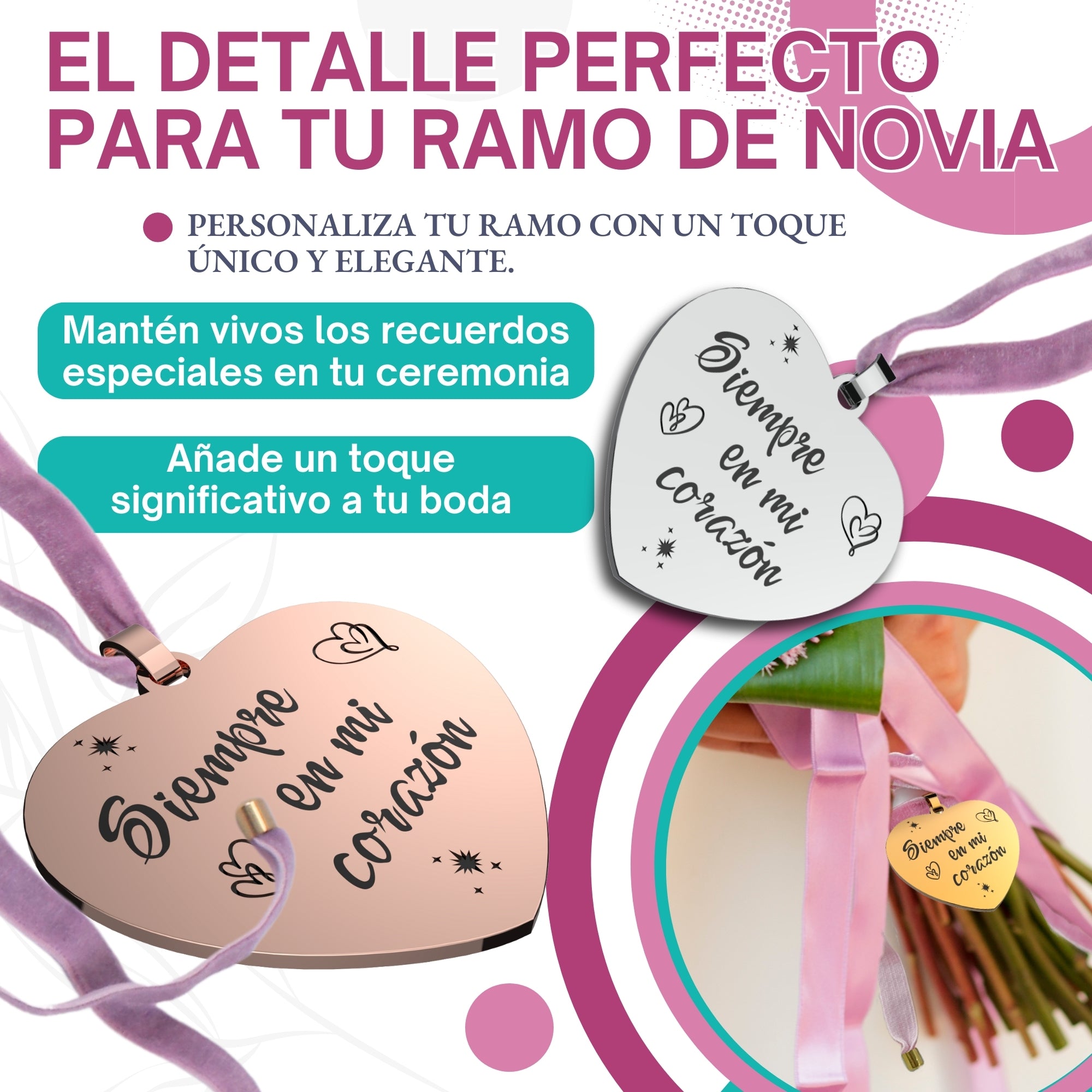 Medallas Ramo de Novia Corazón